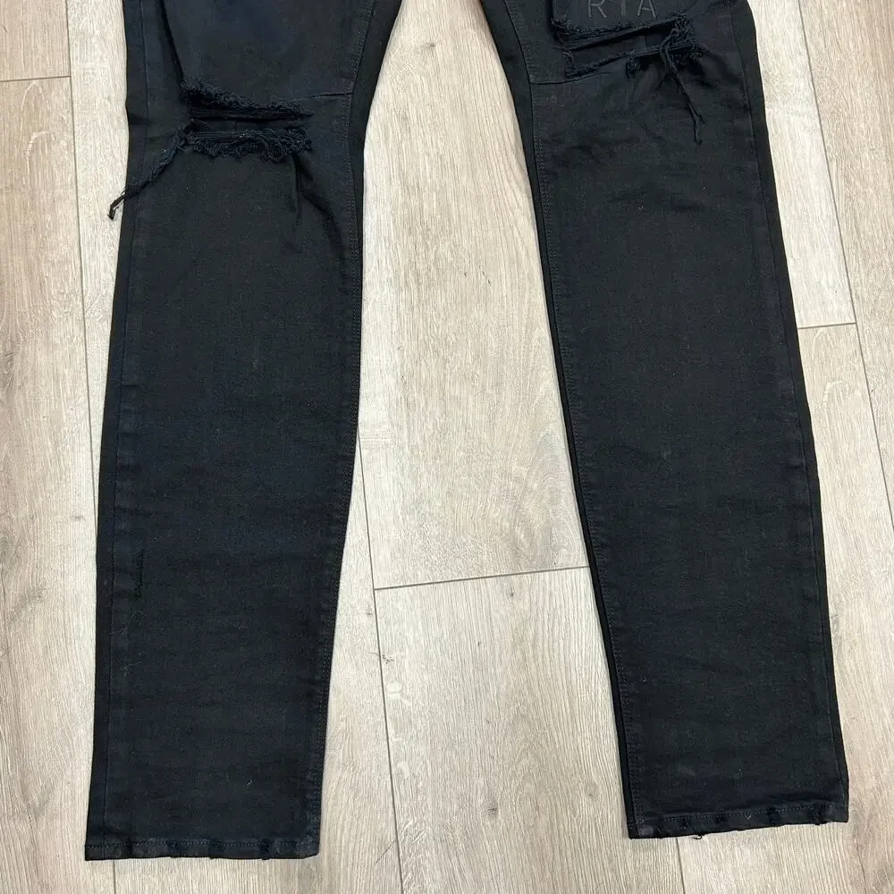 RTA Black Distressed Skinny Slim Jeans Pants size 36 B30
